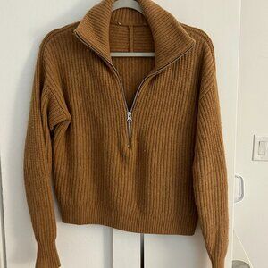 Everlane half-zip sweater in Merino wool brown